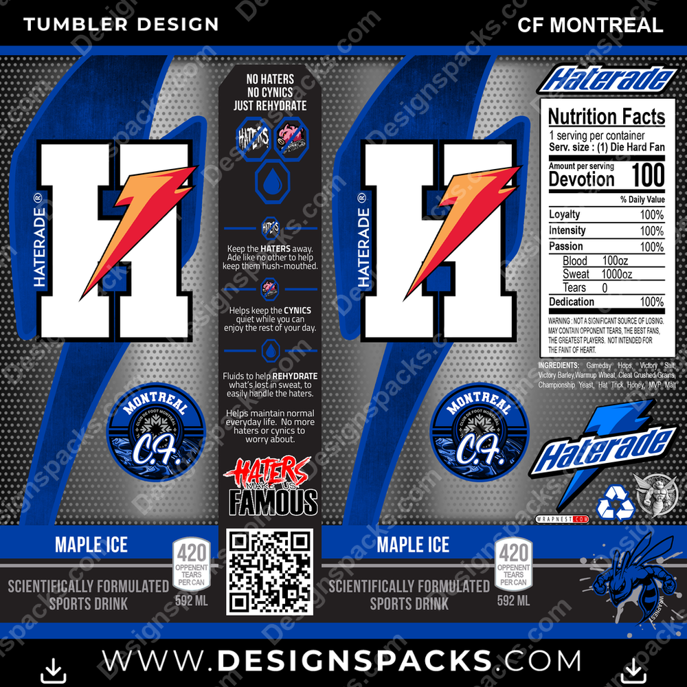 Soccer Haterade CF Montreal Tumbler Digital Wrap Design