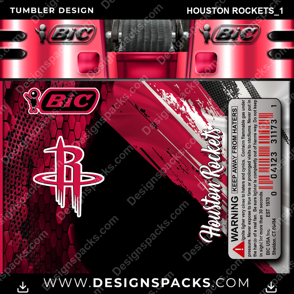 Basketball BIC Lighter Houston Rockets_1 Tumbler Digital Wrap Design