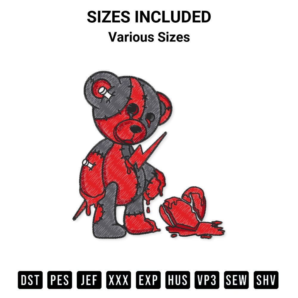 Download the Broken Heart Teddy Bear Embroidery Design machine embroidery design exclusively at Designspacks.com. Premium digitized pattern for apparel and DIY crafts. Available sizes: Various Sizes.