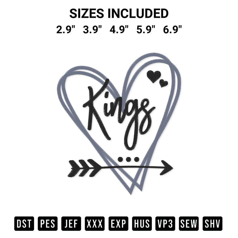 Download the Los Angeles Kings Heart Embroidery Design machine embroidery design exclusively at Designspacks.com. Premium digitized pattern for apparel and DIY crafts. Available sizes: 2.9", 3.9", 4.9", 5.9", 6.9".