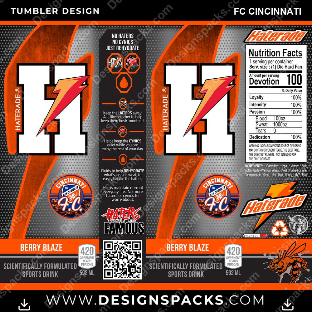 Soccer Haterade FC Cincinnati Tumbler Digital Wrap Design