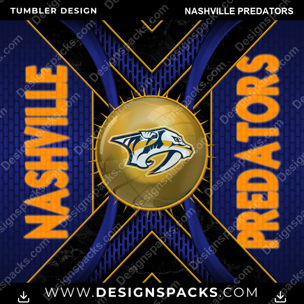 Ice Hockey Metal Grating Nashville Predators NHL Hockey Tumbler Digital Wrap Design Download