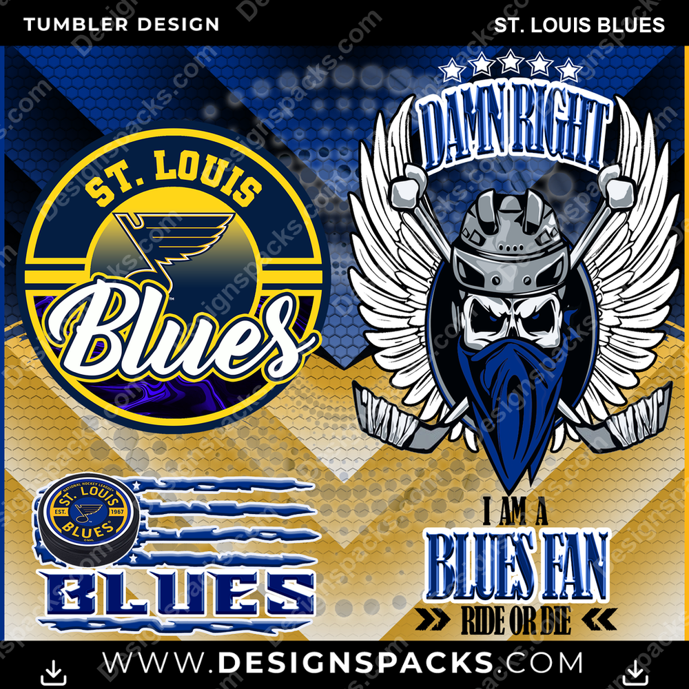 Hockey Skull Team St. Louis Blues NHL Hockey Tumbler Digital Wrap Design Download