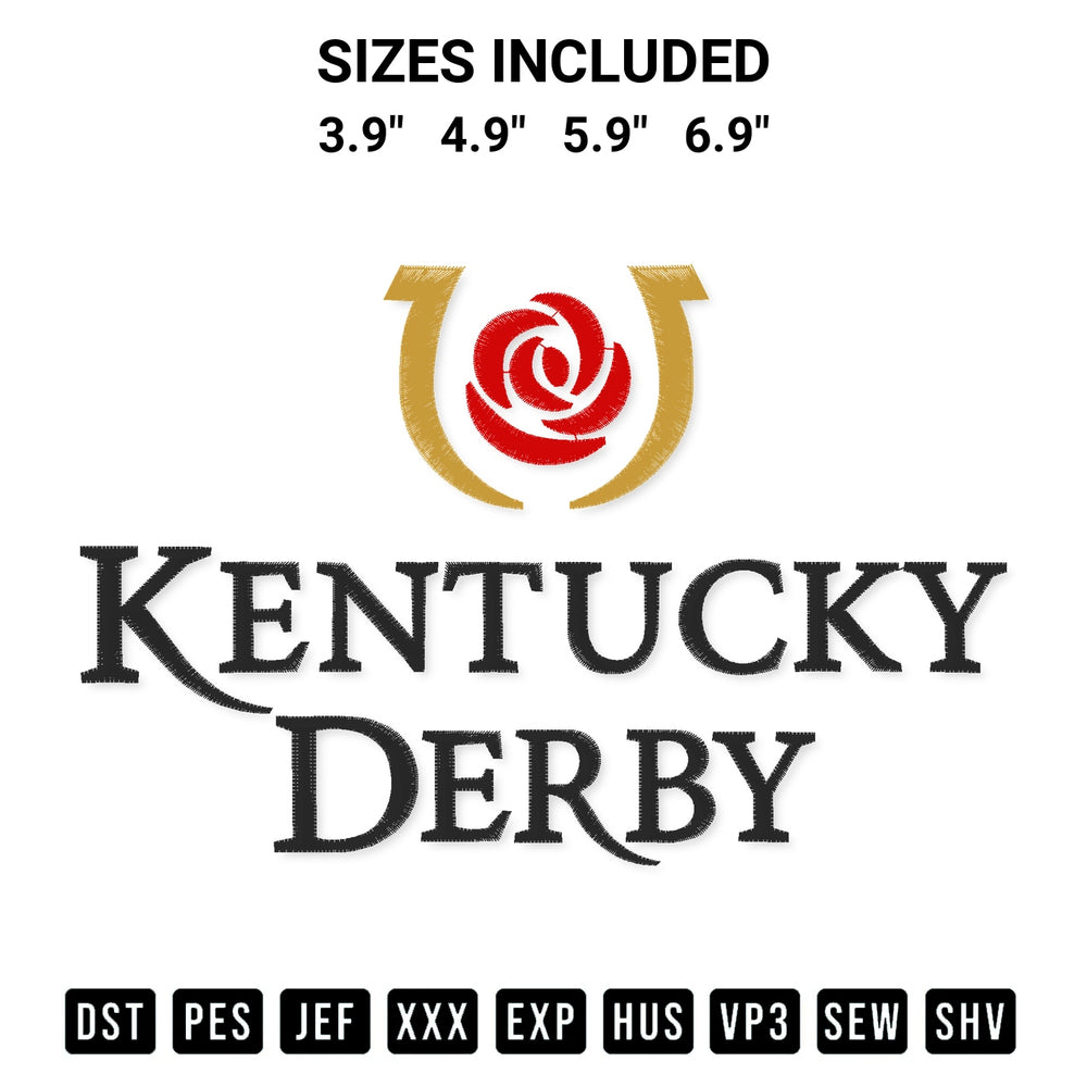 Get the Kentucky Derby Embroidery Design embroidery design for your custom crafts! Premium digitized files available for instant download at Designspacks.com. Available sizes: 3.9", 4.9", 5.9", 6.9".