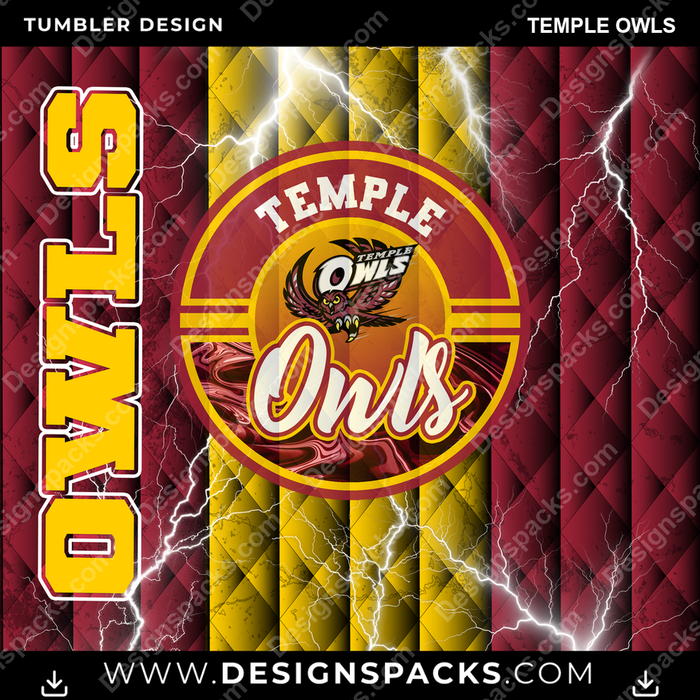 College Sport Diamond Temple Owls Tumbler Digital Wrap Design