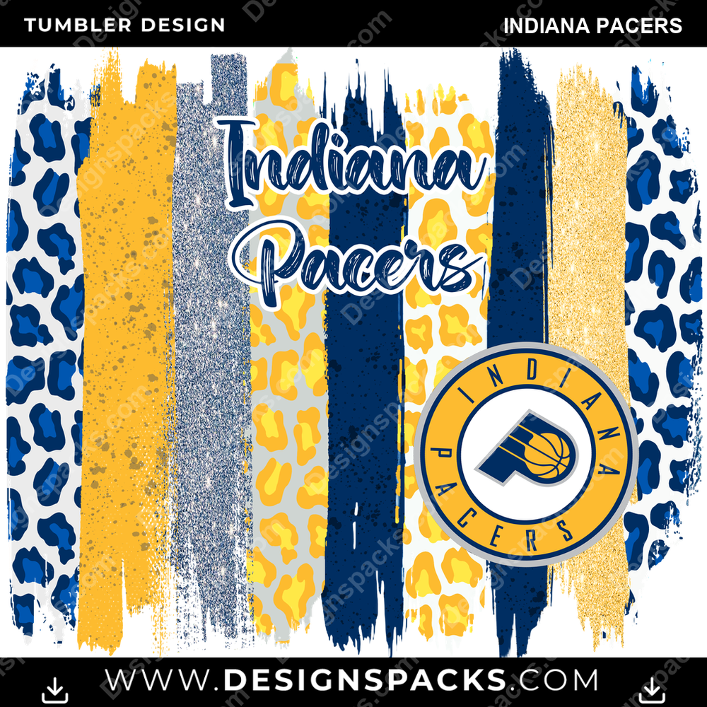 Basketball Brush Strokes Indiana Pacers Tumbler Digital Wrap Design