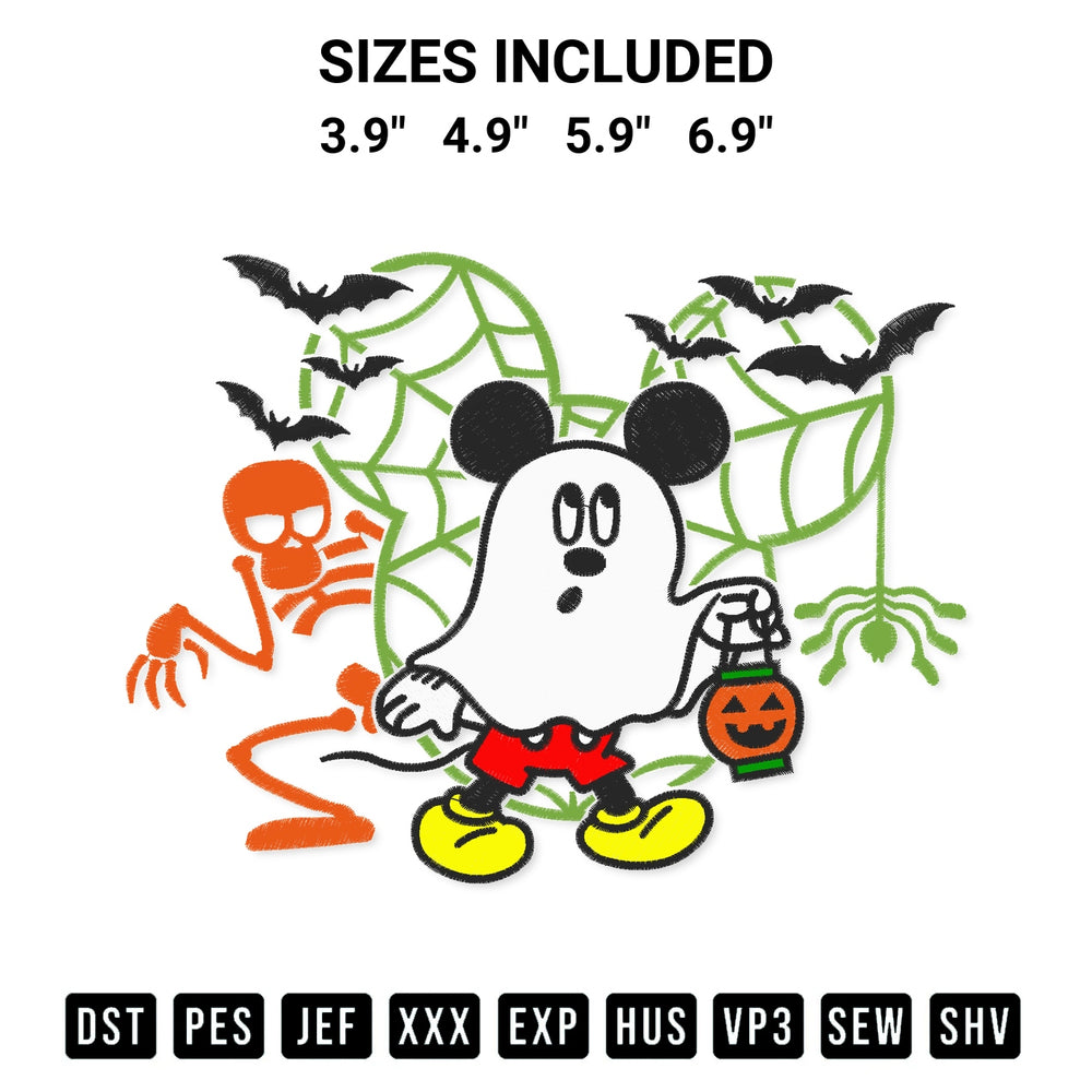 Looking for the perfect pattern? Download the Mickey Ghost Pumpkin Bat Embroidery Design embroidery design today at Designspacks.com. Crisp, clean stitching guaranteed. Available sizes: 3.9", 4.9", 5.9", 6.9".