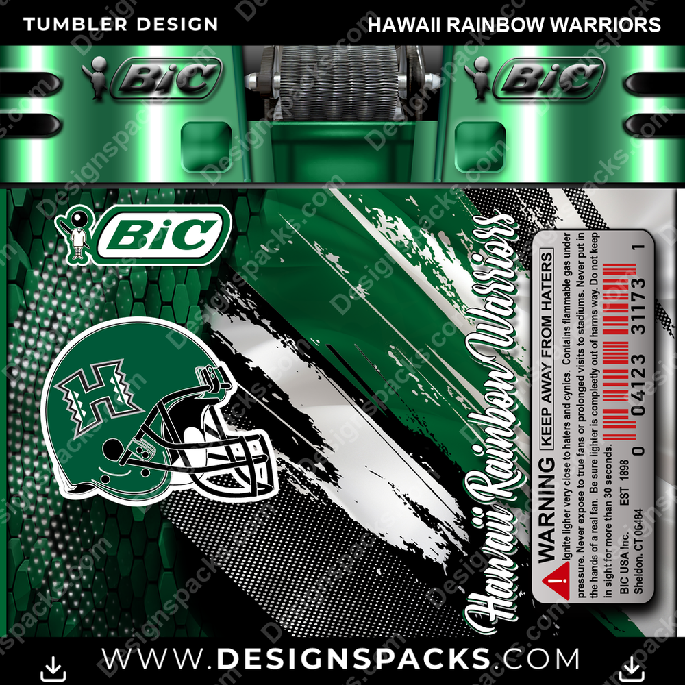 College Sport BIC Lighter Hawaii Rainbow Warriors NCAA College Sport Tumbler Digital Wrap Design Download