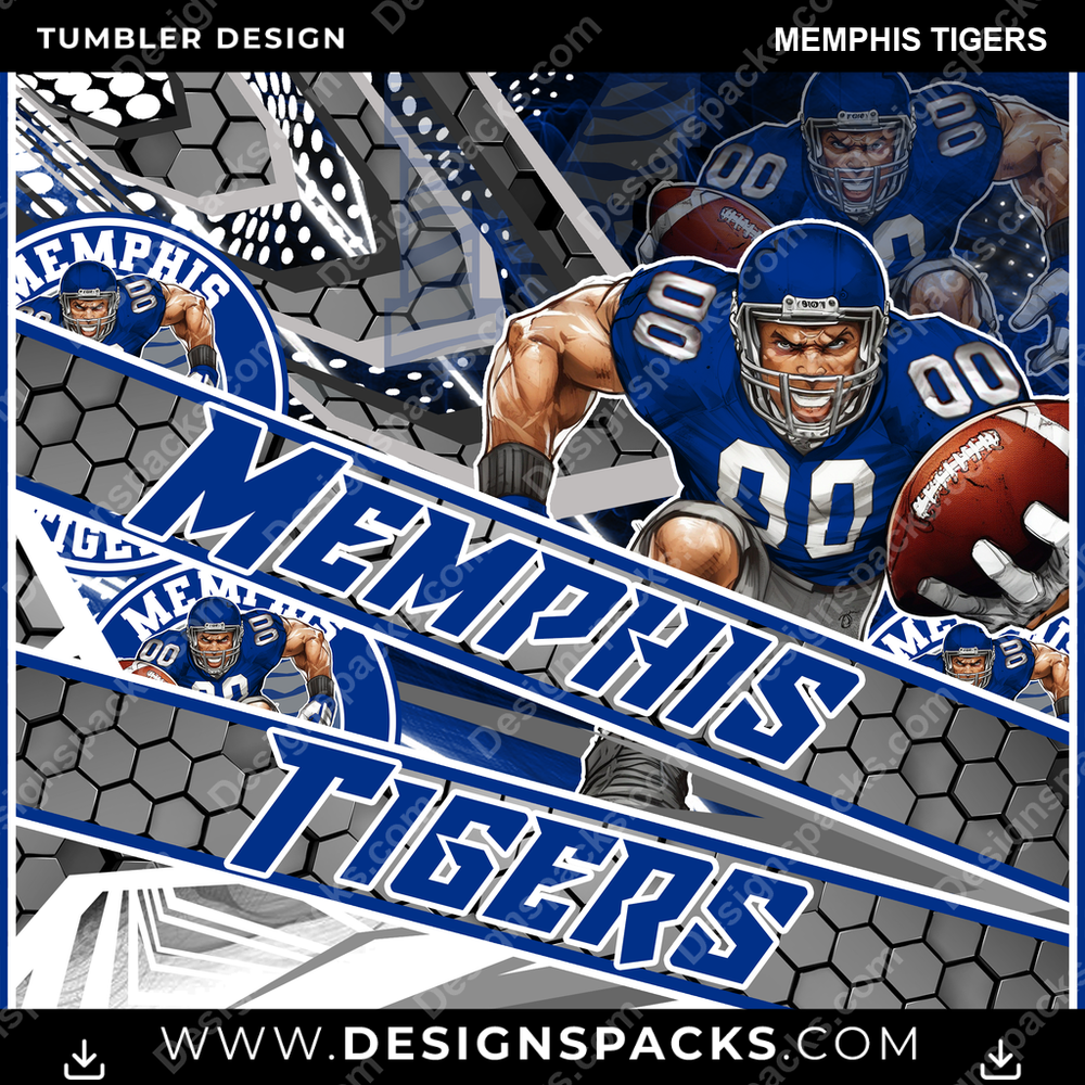 College Sport Fathead Memphis Tigers Tumbler Digital Wrap Design