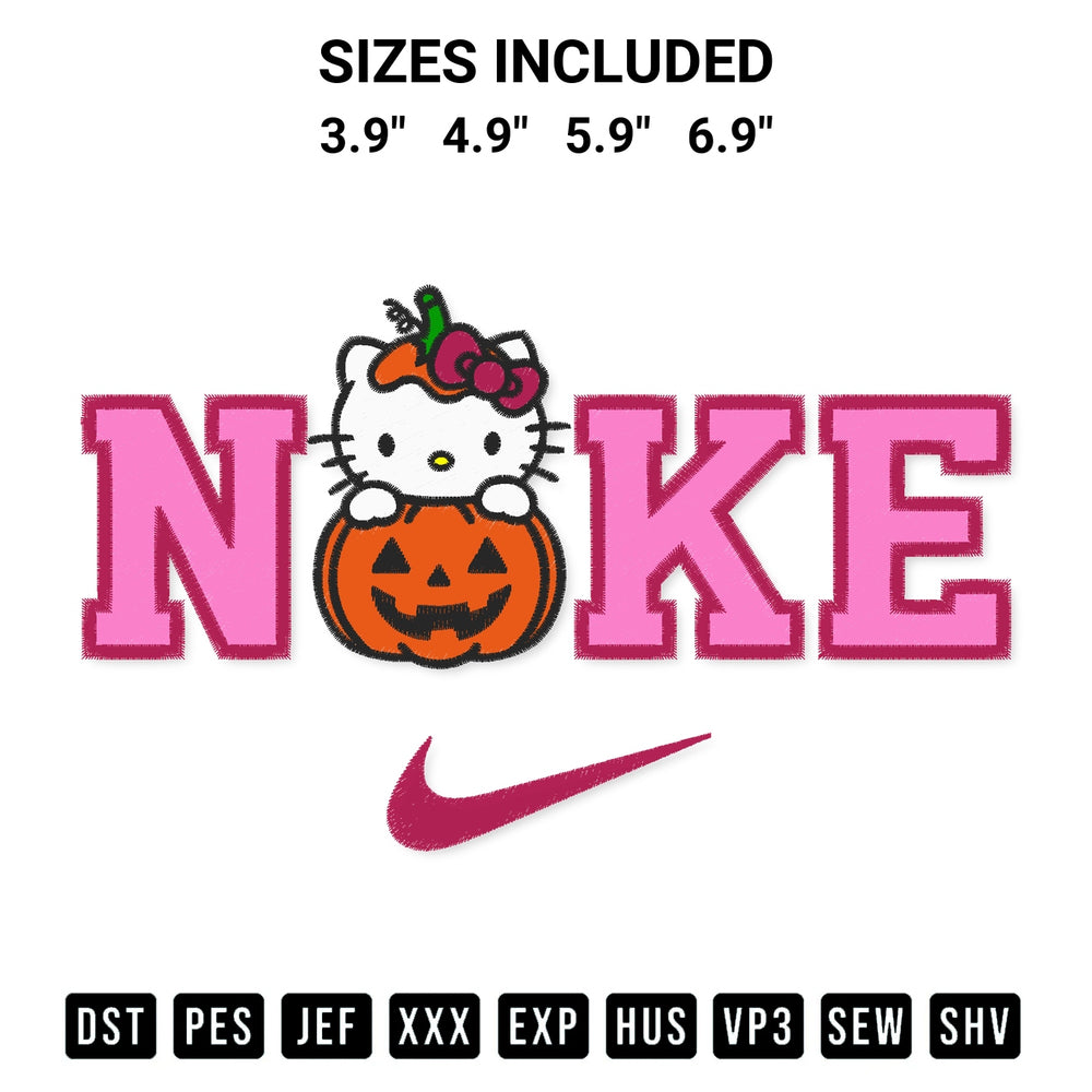 Download the Nike Hello Kitty Pumpkin Embroidery Design machine embroidery design exclusively at Designspacks.com. Premium digitized pattern for apparel and DIY crafts. Available sizes: 3.9", 4.9", 5.9", 6.9".