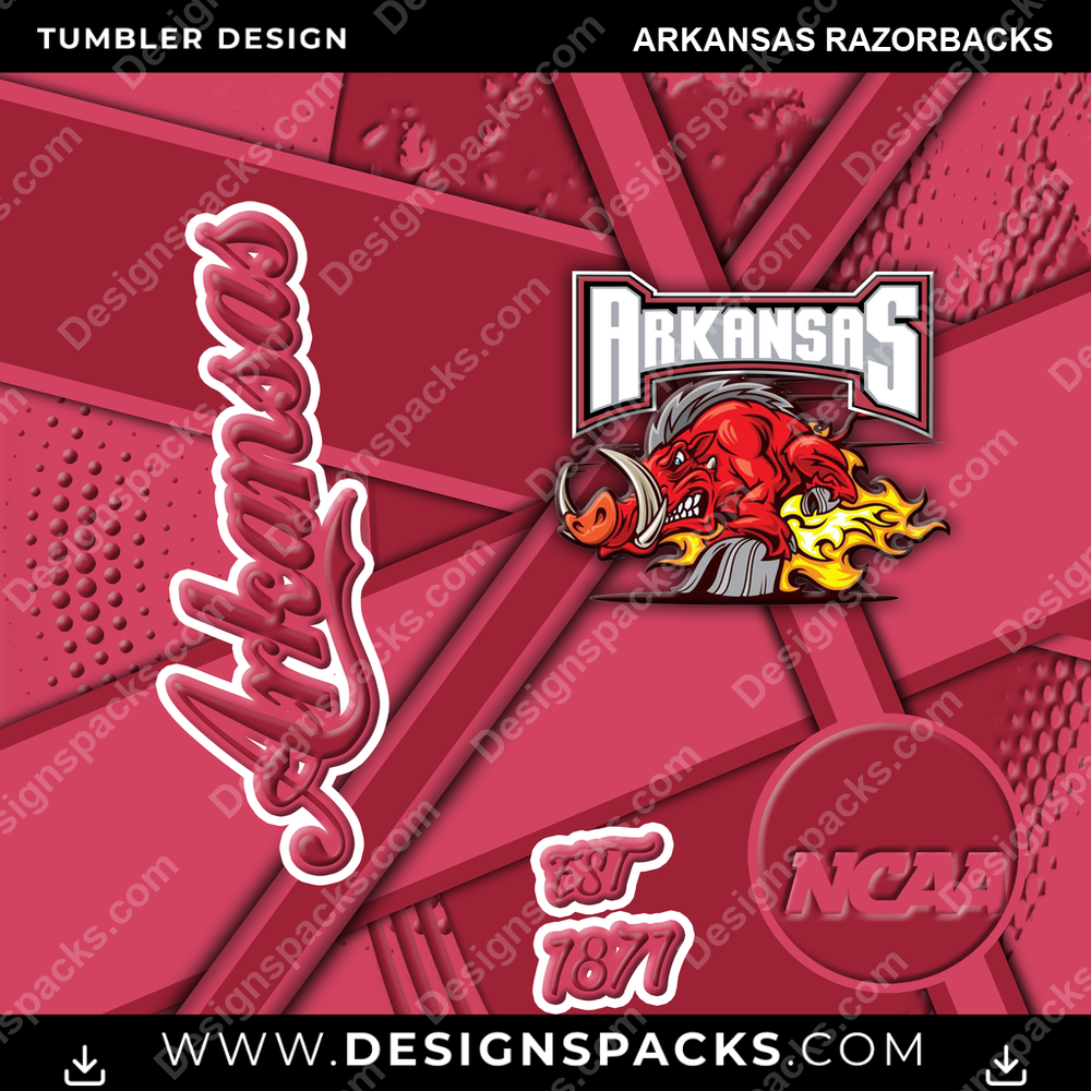 College Sport Team Sport Arkansas Razorbacks NCAA College Sport Tumbler Digital Wrap Design Download