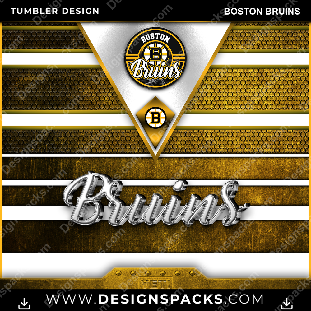Ice Hockey YETI Boston Bruins Tumbler Digital Wrap Design