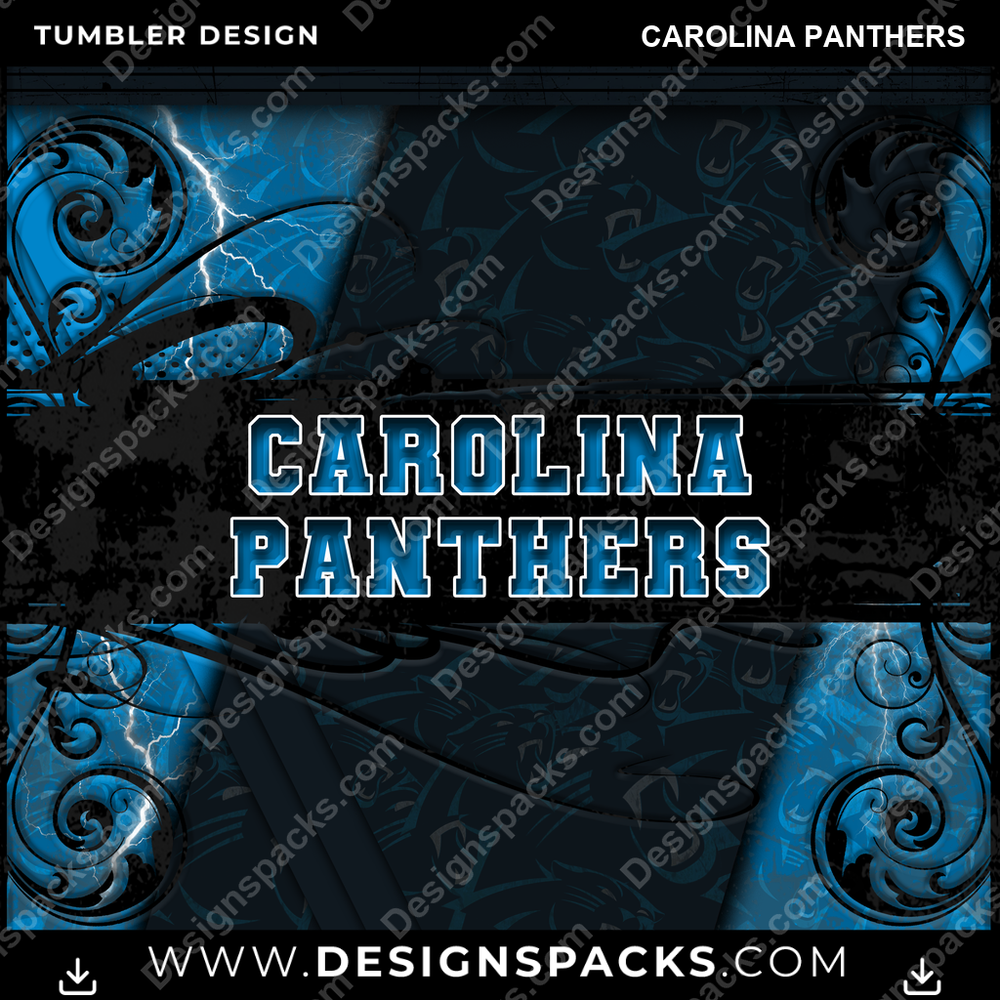 Eleganter Carolina Panthers Football Tumbler Digital Wrap Design