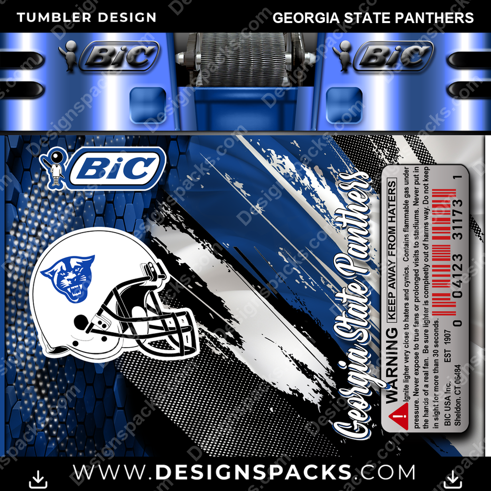 College Sport BIC Lighter Georgia State Panthers NCAA College Sport Tumbler Digital Wrap Design Download