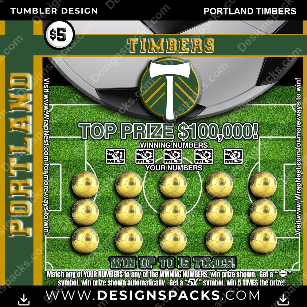 US Soccer Lottery Ticket Portland Timbers Tumbler Digital Wrap Design