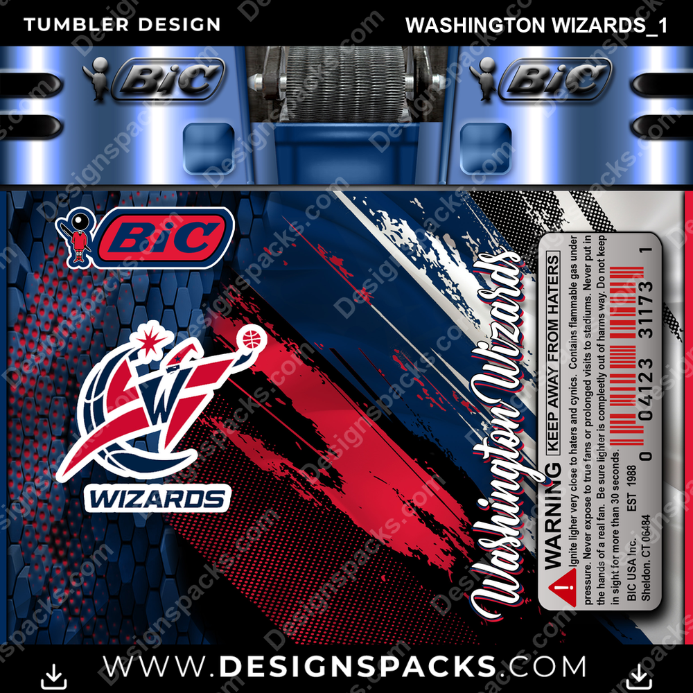 Basketball BIC Lighter Washington Wizards_1 Tumbler Digital Wrap Design