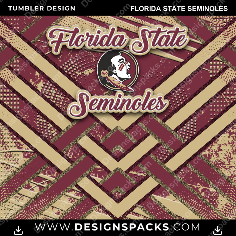 College Sport Glitter Stripe Florida State Seminoles NCAA College Sport Tumbler Digital Wrap Design Download