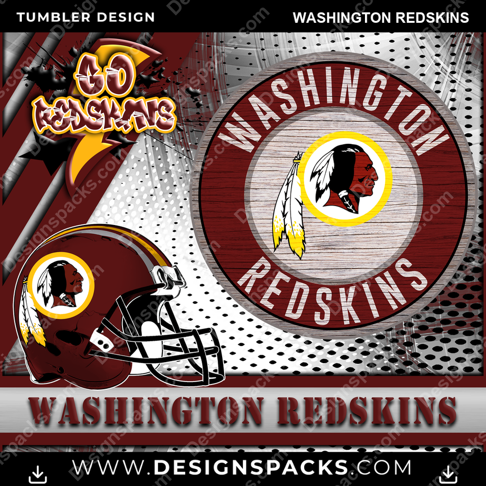 Football Go Team Washington Redskins NFL Football Tumbler Digital Wrap Design Download
