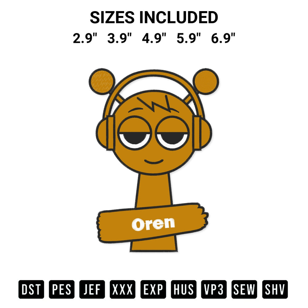 Add a unique touch to your apparel with the Orange Oren Incredibox Sprunki Embroidery Design embroidery file. Premium instant download available now on Designspacks.com. Available sizes: 2.9", 3.9", 4.9", 5.9", 6.9".