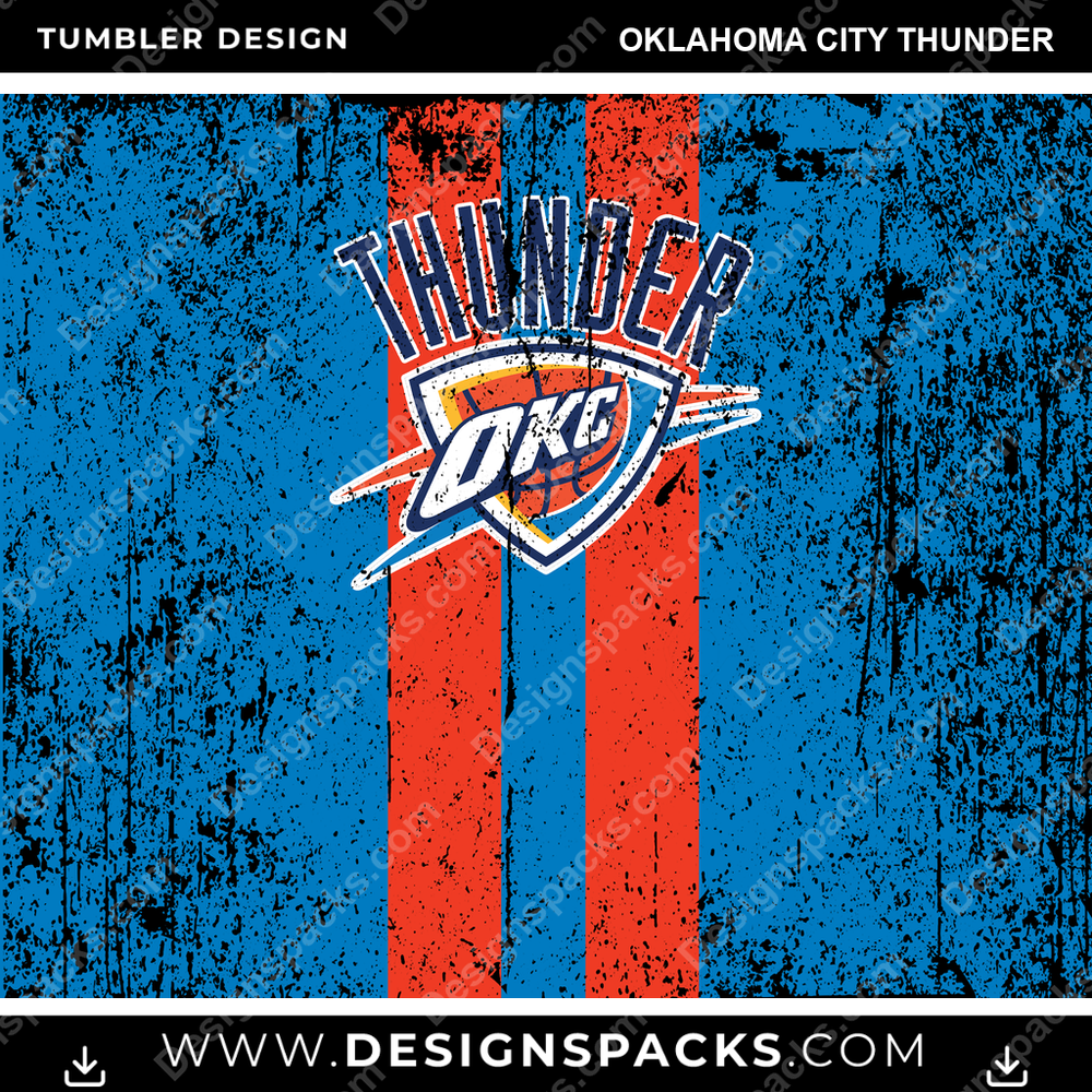 Basketball Grunge Style Oklahoma City Thunder Tumbler Digital Wrap Design