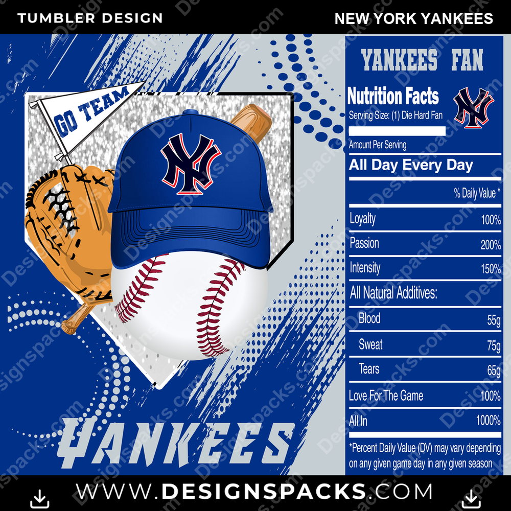 Baseball Team Fan New York Yankees Tumbler Digital Wrap Design