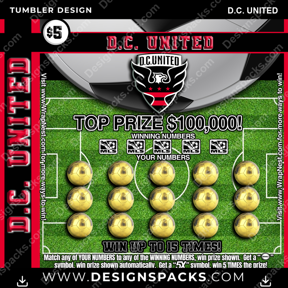 US Soccer Lottery Ticket D.C. United Tumbler Digital Wrap Design