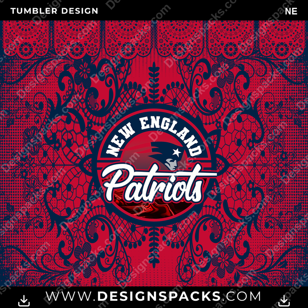 Football Lace & Logo NE NFL Football Tumbler Digital Wrap Design Download