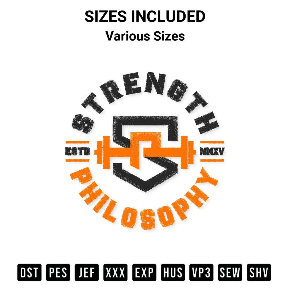 Transform your fabrics with the Strength Philosophy Logo Embroidery Design embroidery design. Instant access to premium digitized patterns at Designspacks.com. Available sizes: Various Sizes.