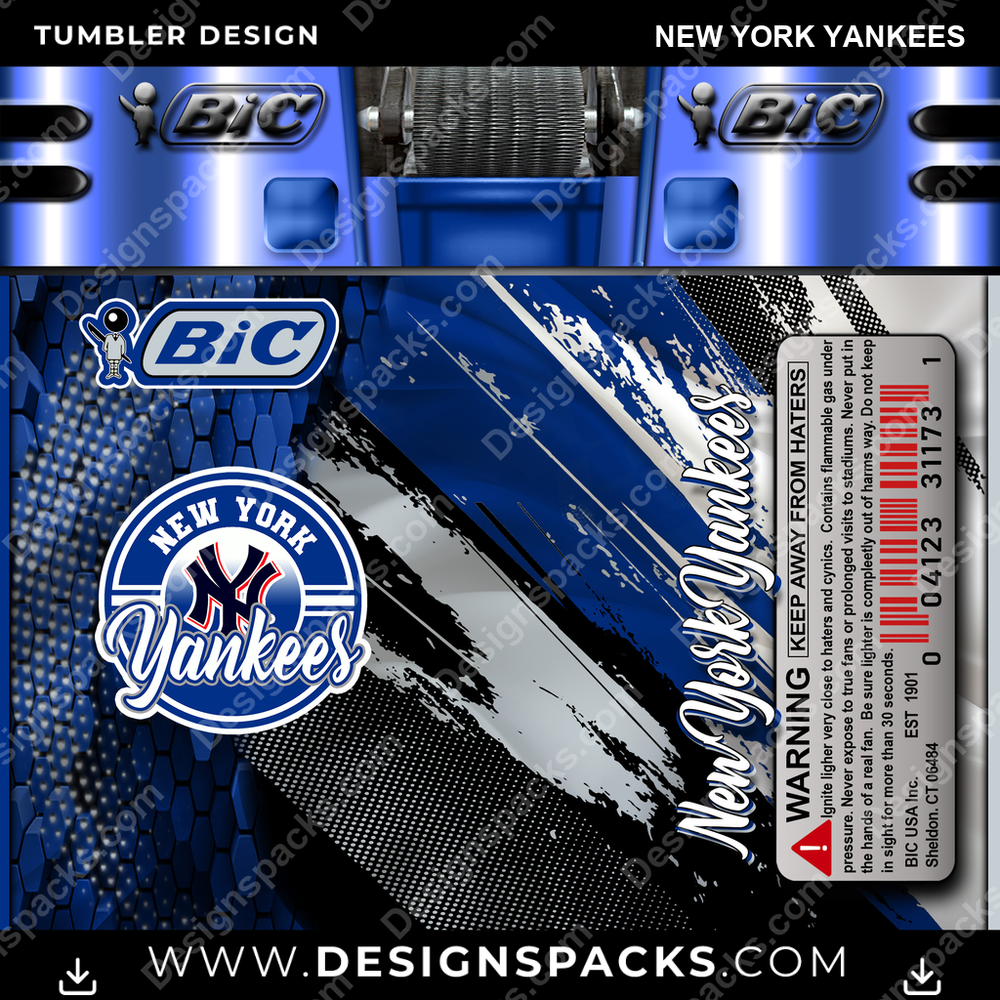 Encendedor BIC de béisbol, Yankees de Nueva York, diseño digital para vaso