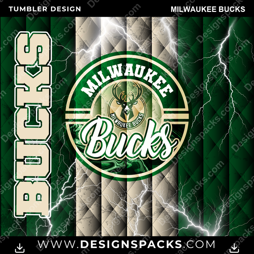 Basketball Diamond Milwaukee Bucks Tumbler Digital Wrap Design
