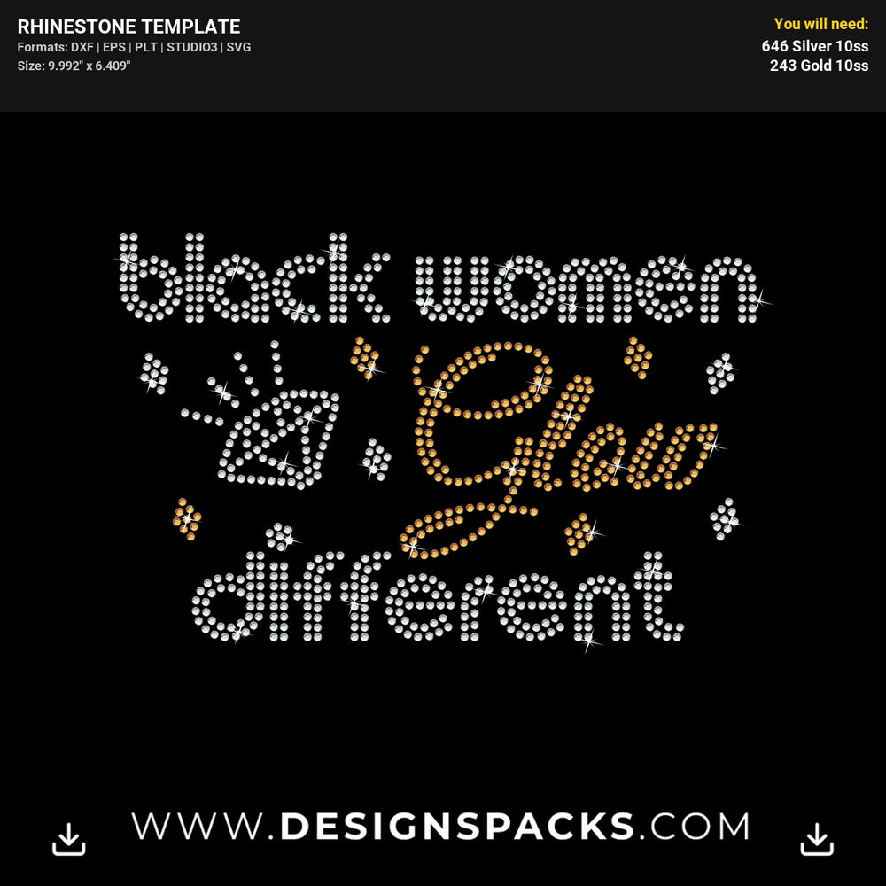 Black Women Glow Different Rhinestone Digital Template
