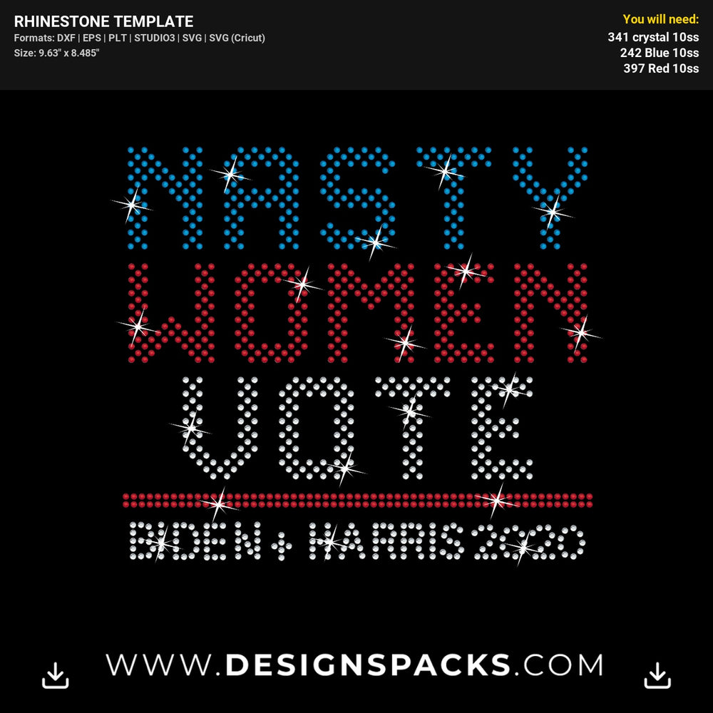 Nasty Women Vote Election Rhinestone Digital Template