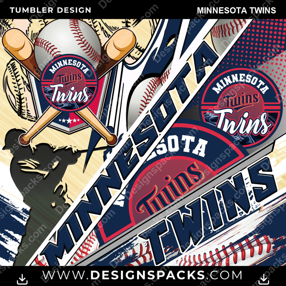 Baseball Silhouette Minnesota Twins Tumbler Digital Wrap Design