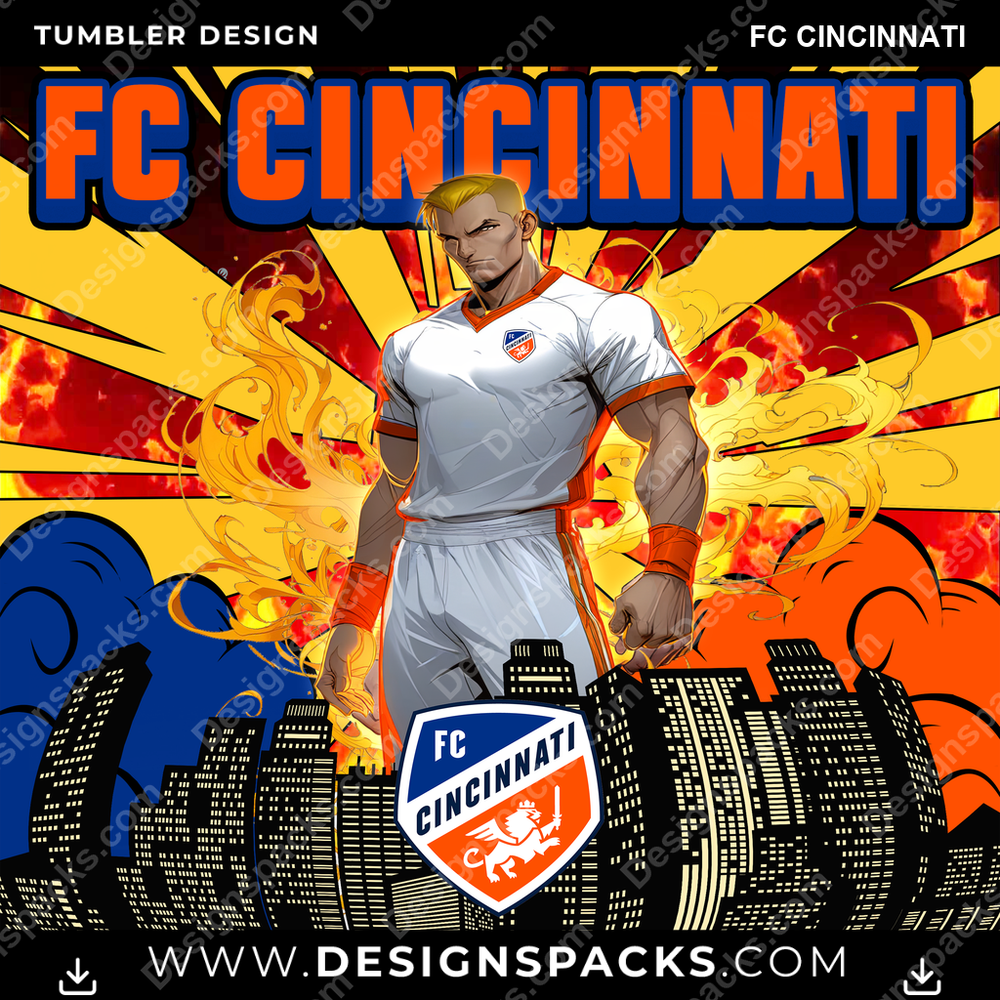 US Soccer Comic Cover FC Cincinnati Tumbler Digital Wrap Design