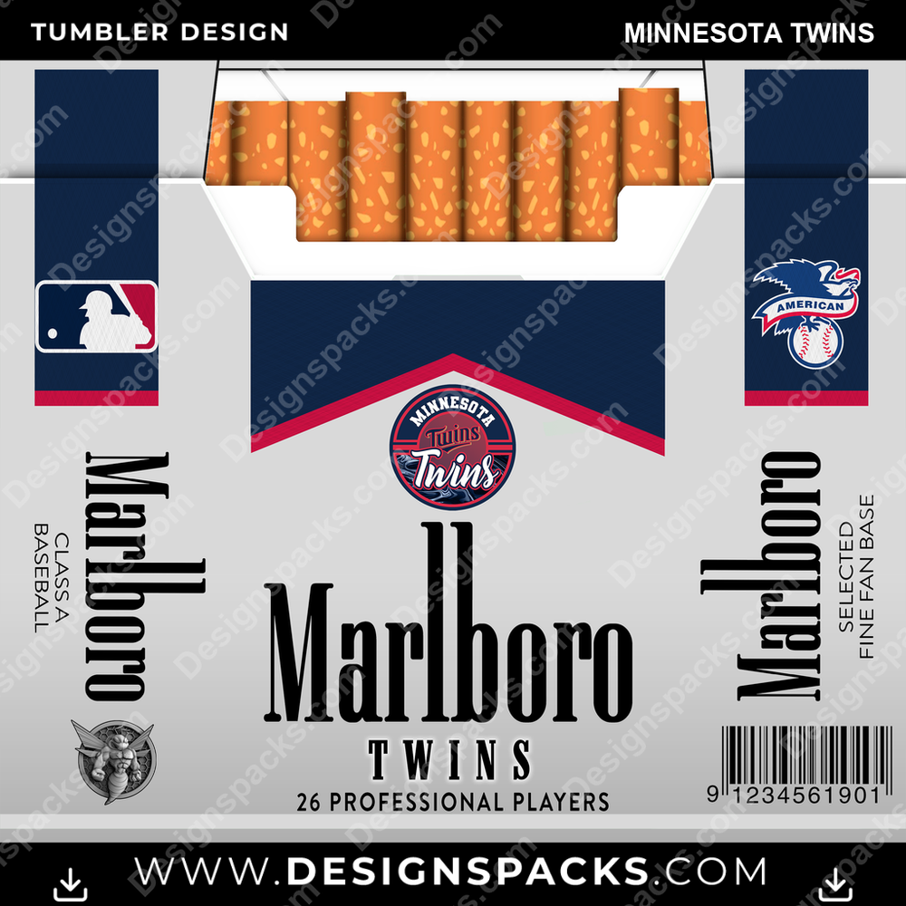 Baseball Marlboro Minnesota Twins Tumbler Digital Wrap Design