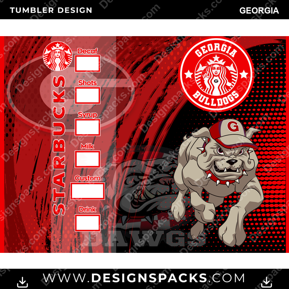 College Sport Starbucks Georgia NCAA College Sport Tumbler Digital Wrap Design Download