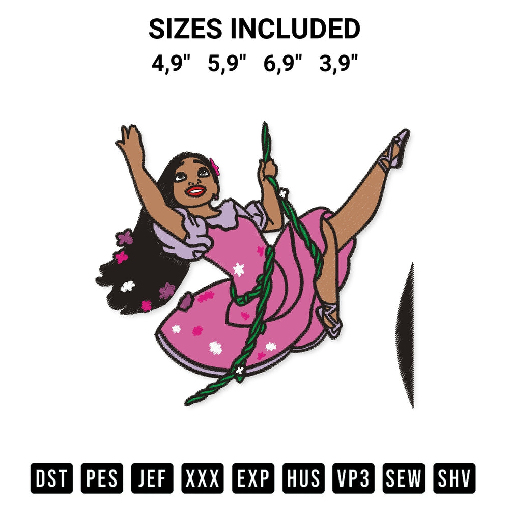 Shop the Encanto Isabela Madrigal Logo Embroidery Design machine embroidery pattern at Designspacks.com. Beautifully digitized for flawless stitching on any fabric. Available sizes: 4,9", 5,9", 6,9", 3,9".