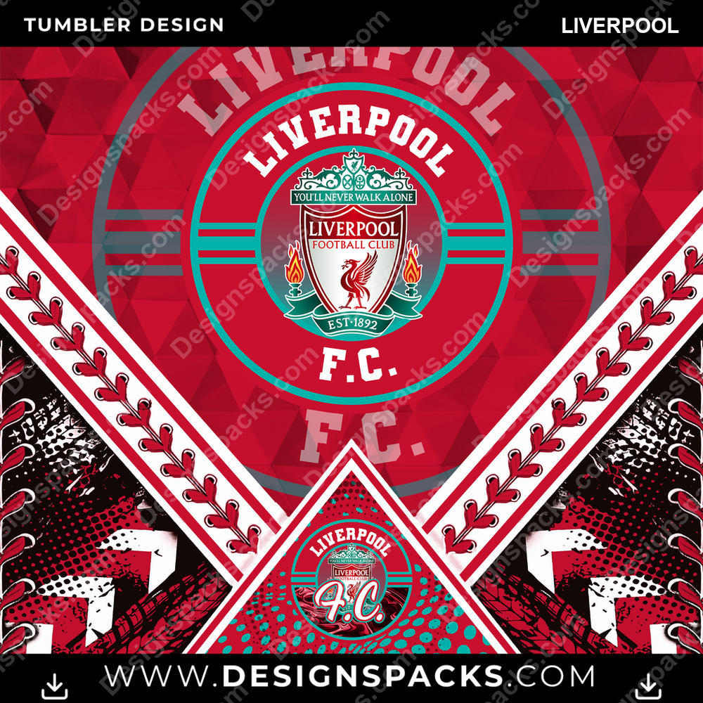 Soccer UK Diamond Liverpool Tumbler Digital Wrap Design