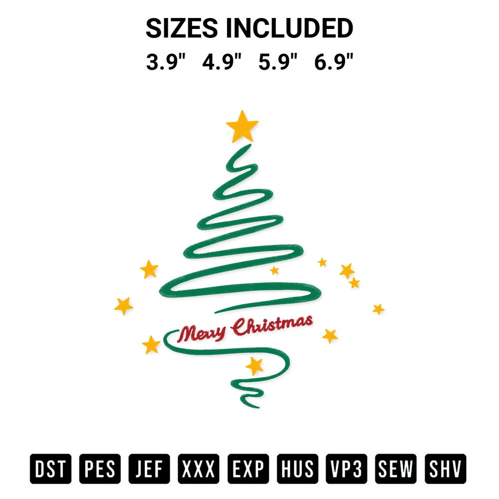 Get the Tree Merry Christmas Embroidery Design embroidery design for your custom crafts! Premium digitized files available for instant download at Designspacks.com. Available sizes: 3.9", 4.9", 5.9", 6.9".