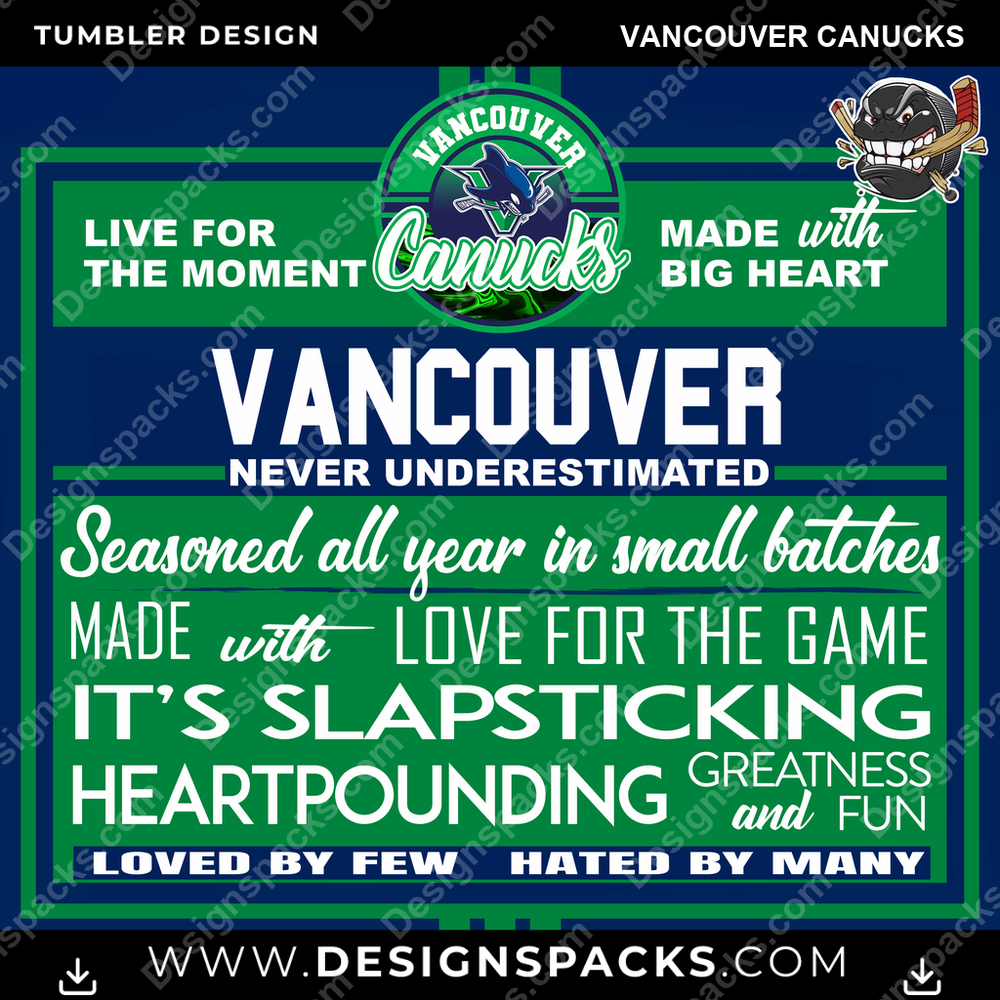 Ice Hockey Slapsticking Vancouver Canucks Tumbler Digital Wrap Design