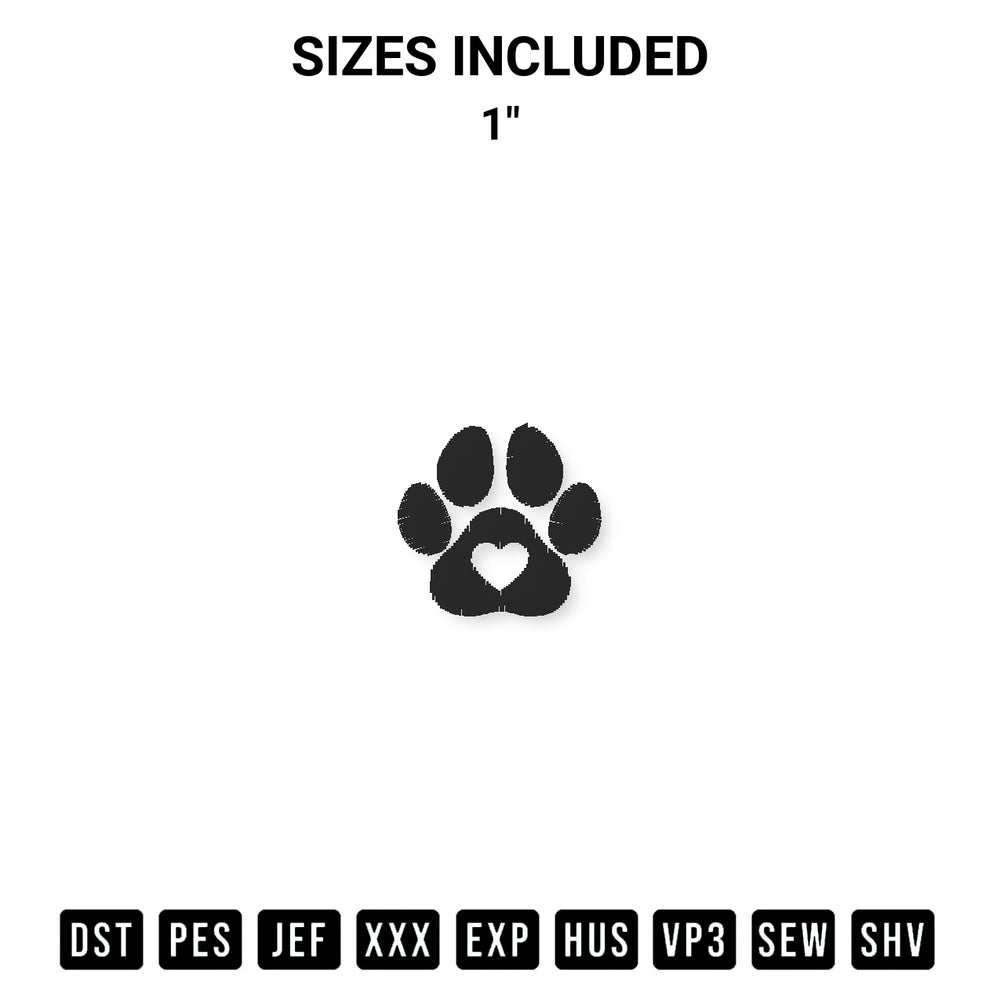 Shop the Paw Print With Heart Embroidery Design machine embroidery pattern at Designspacks.com. Beautifully digitized for flawless stitching on any fabric. Available sizes: 1".