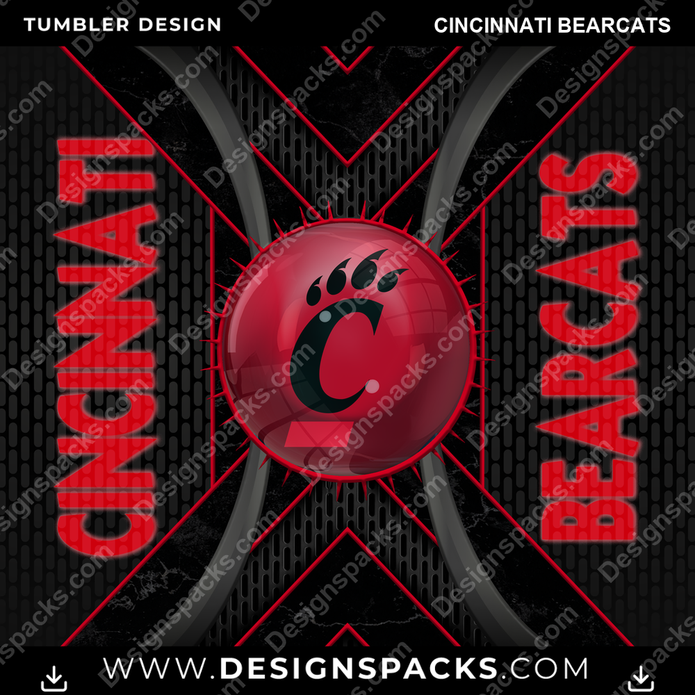 College Sport Metal Grating Cincinnati Bearcats NCAA College Sport Tumbler Digital Wrap Design Download