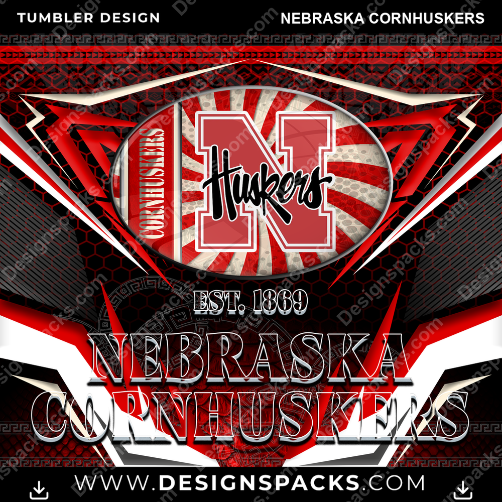 College Sport Tribal Nebraska Cornhuskers NCAA College Sport Tumbler Digital Wrap Design Download
