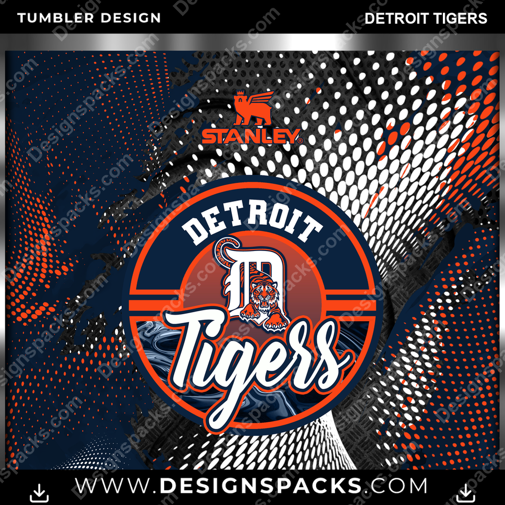 Baseball Stanley Detroit Tigers Tumbler Digital Wrap Design