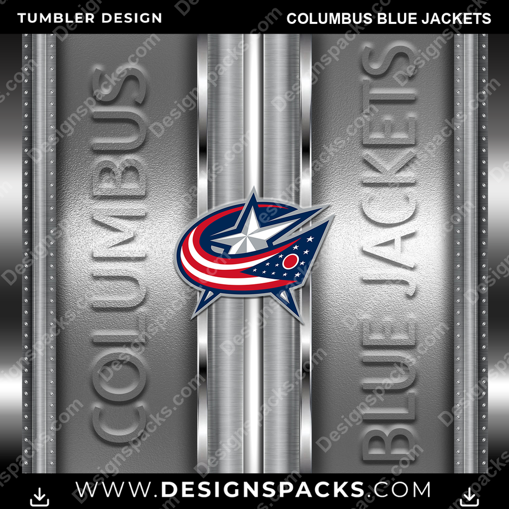 Ice Hockey Metallic Columbus Blue Jackets Tumbler Digital Wrap Design