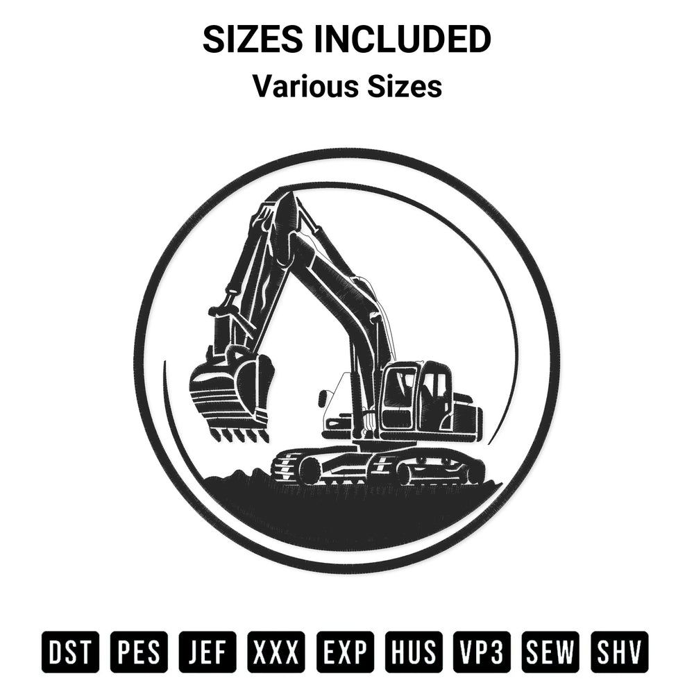 Get the Excavator Silhouette Logo Embroidery Design embroidery design for your custom crafts! Premium digitized files available for instant download at Designspacks.com. Available sizes: Various Sizes.