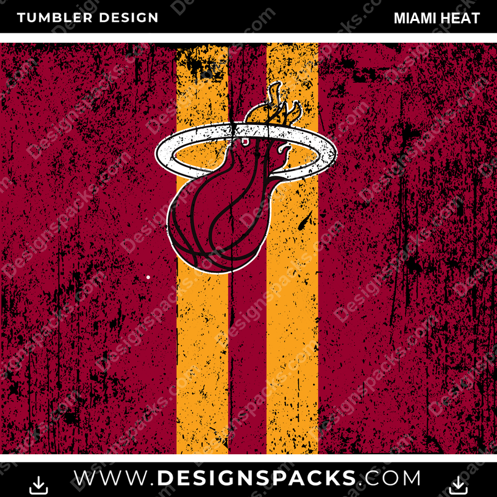Basketball Grunge Style Miami Heat NBA Basketball Tumbler Digital Wrap Design Download