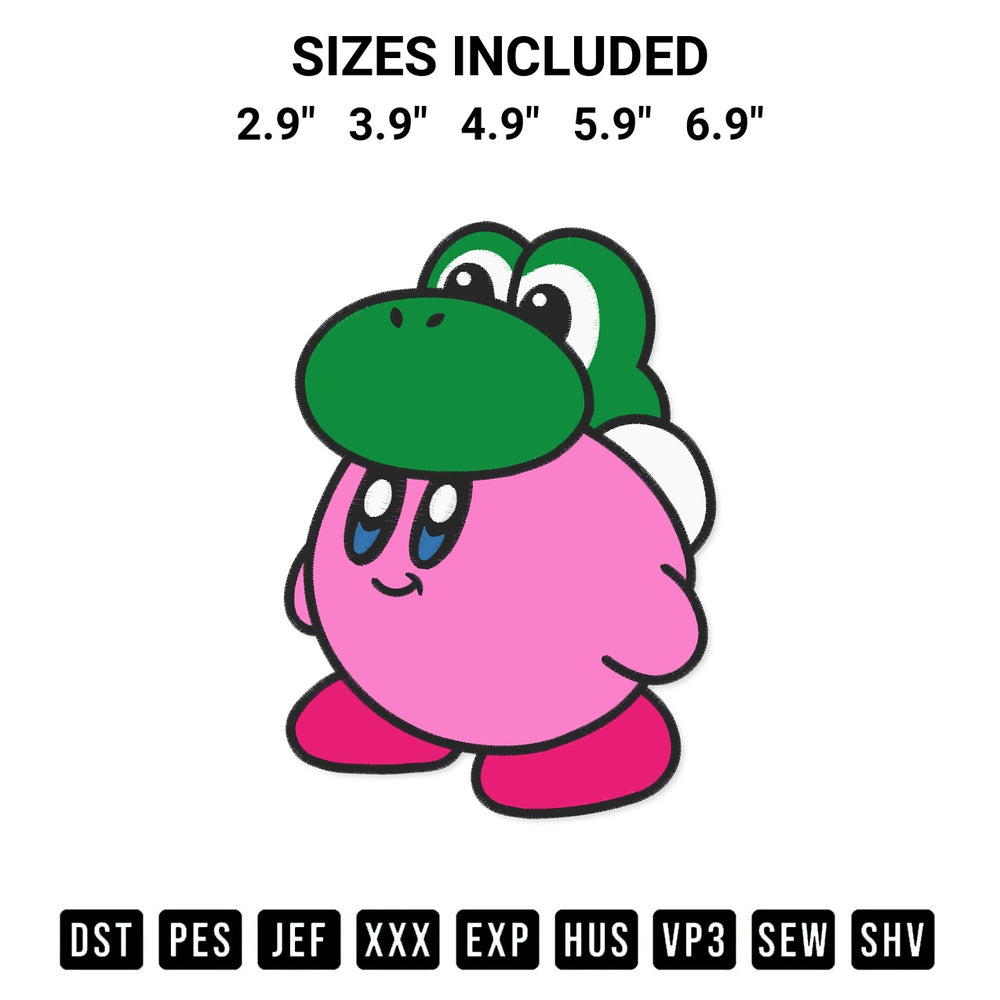 Looking for the perfect pattern? Download the Kirby With Yoshi Hat Embroidery Design embroidery design today at Designspacks.com. Crisp, clean stitching guaranteed. Available sizes: 2.9", 3.9", 4.9", 5.9", 6.9".