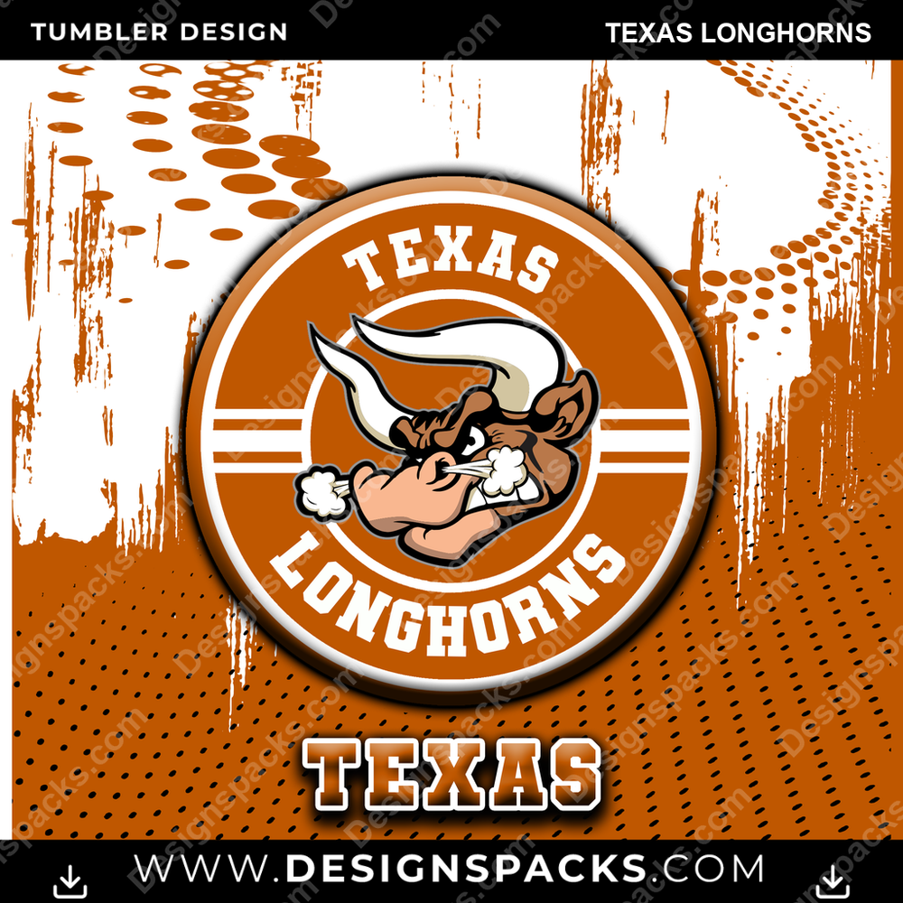 College Sport Dot Logo Texas Longhorns Tumbler Digital Wrap Design