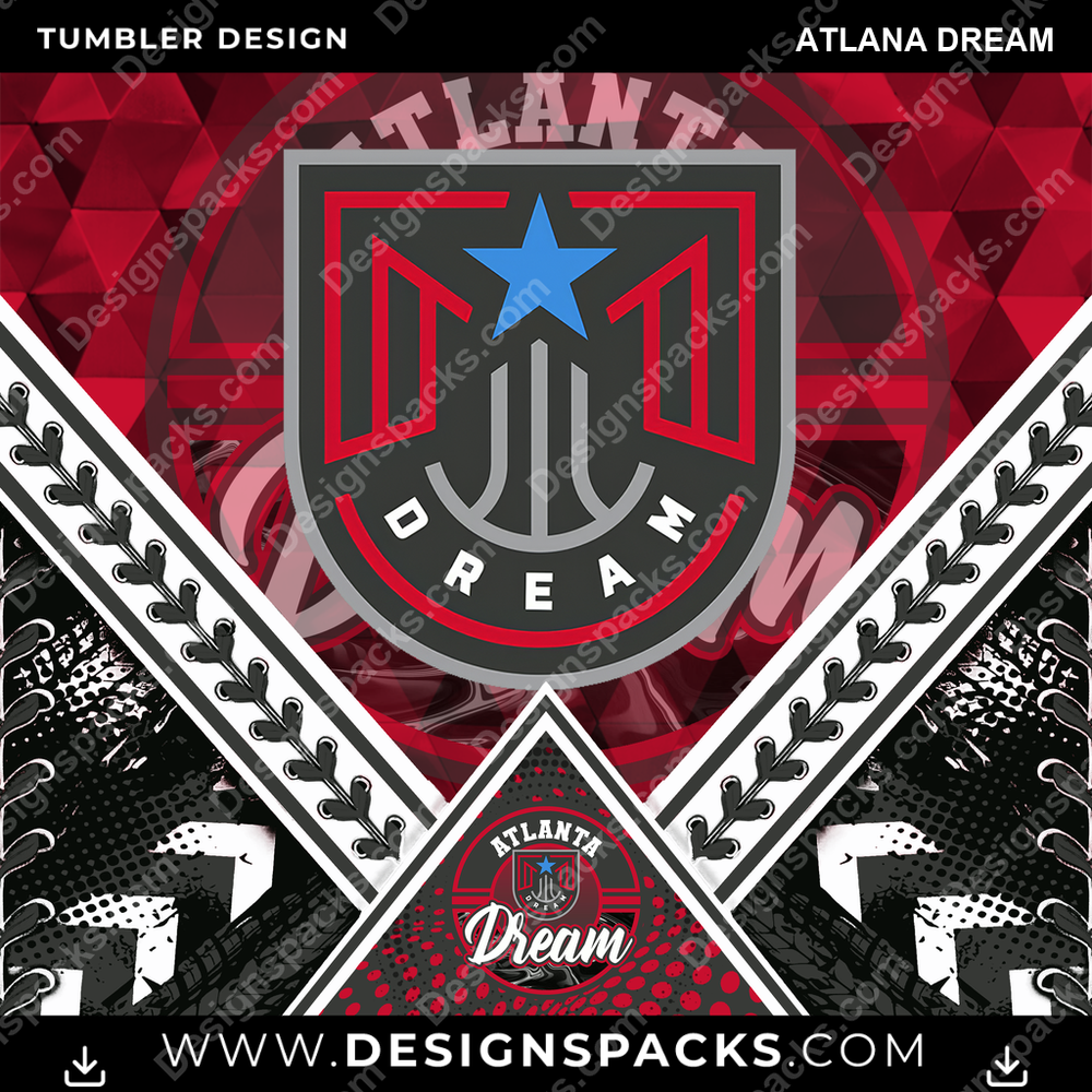 Basketball Diamond Atlana Dream Tumbler Digital Wrap Design
